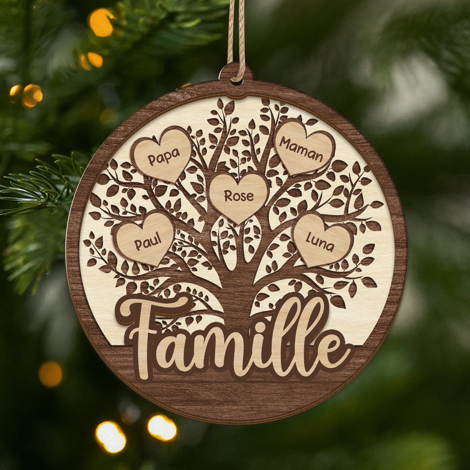 5597OFR1 ornement en bois a 2 couches personnalise notre arbre de vie famille avec coeur 5597okqzi