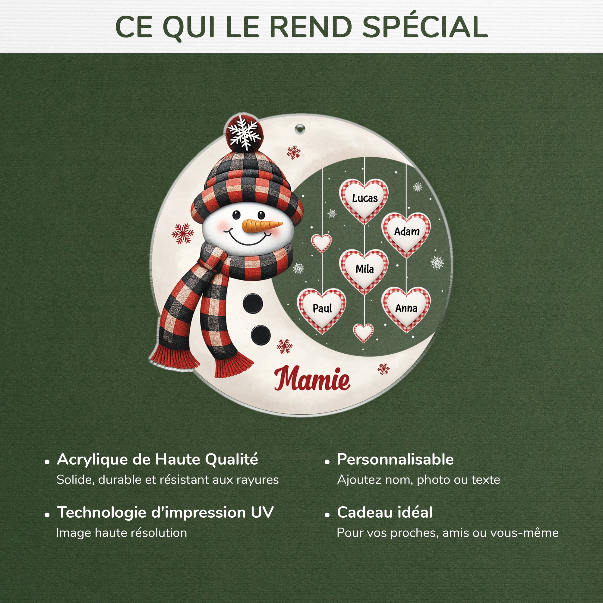 5599OFR4 ornement noel en acrylique personnalise pour mamie bonhomme de neige et la lune 5599o8tza