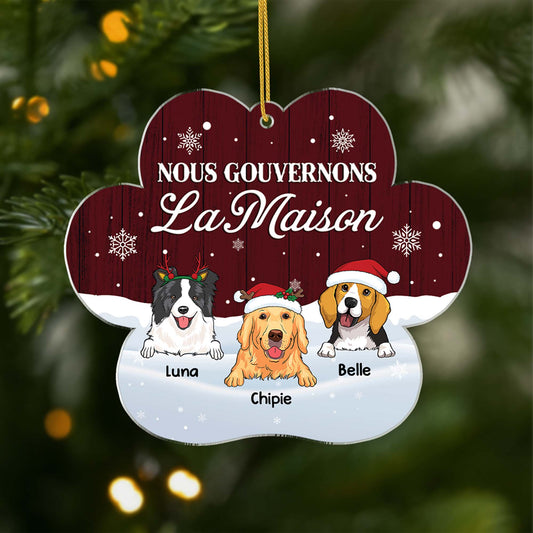 5604OFR1 ornement noel en acrylique personnalise chien nous gouvernons la maison verson neige 5604o3ytc