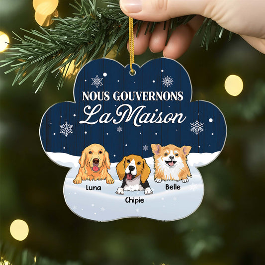 5604OFR2 ornement noel en acrylique personnalise chien nous gouvernons la maison verson neige 5604o3ytc