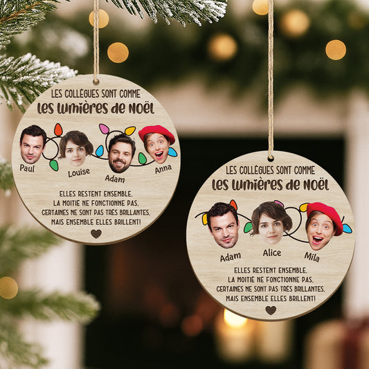 5609OFR2 ornement en bois a 1 couche personnalise avec visage collegues comme les lumieres de noel 5609otqzo