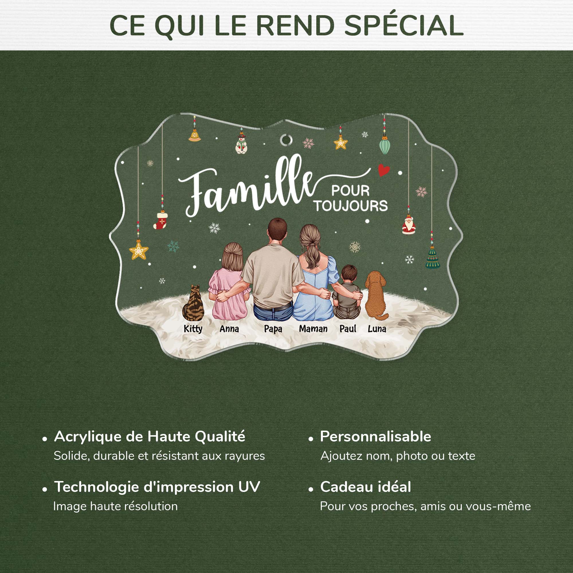 5611OFR4 ornement en acrylique personnalise famille notre famille pour toujours 5611o8tni