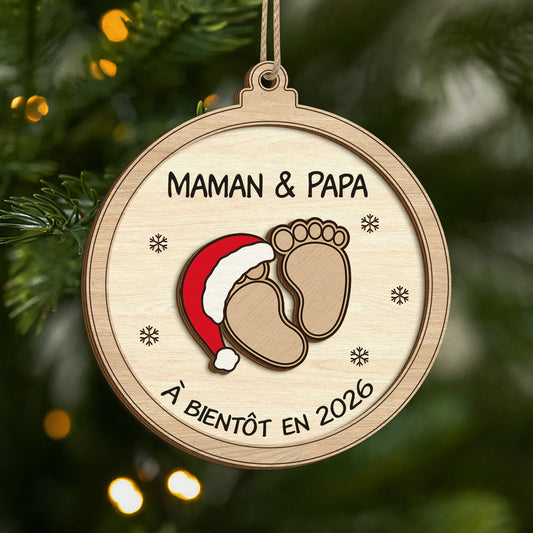 5612OFR1 ornement noel en bois a 2 couches personnalise joyeux noel maman papa 5612okvca