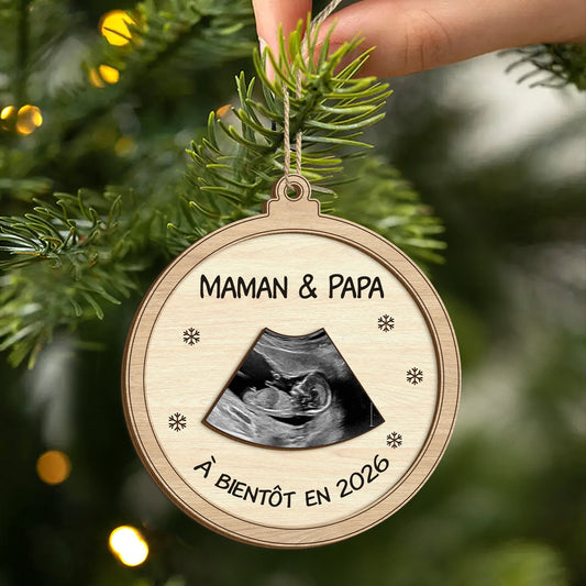 5612OFR2 ornement noel en bois a 2 couches personnalise joyeux noel maman papa 5612okvca