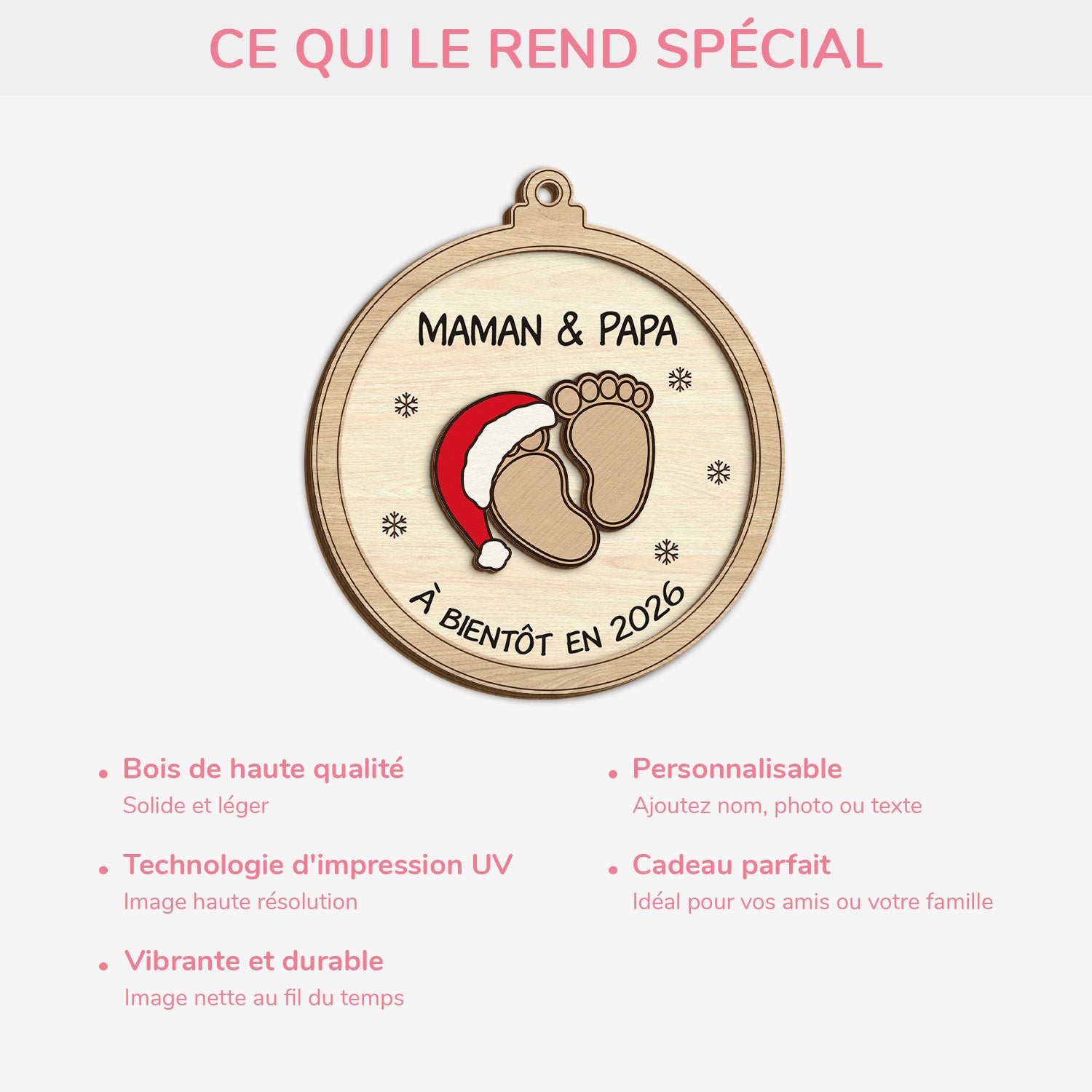 5612OFR4 ornement noel en bois a 2 couches personnalise joyeux noel maman papa 5612okvca