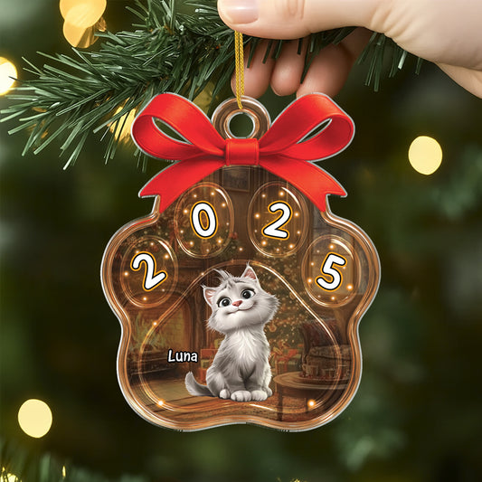 5613OFR2 ornement noel en acrylique personnalise chat patte de chat noel 5613o3lmd