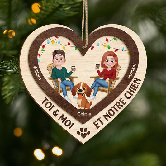 5620OFR1 ornement noel en bois a 2 couches personnalise couple toi moi et notre chien 5620o8vac