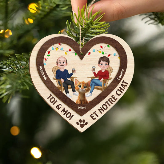 5620OFR2 ornement noel en bois a 2 couches personnalise couple toi moi et notre chat 5620o8zad