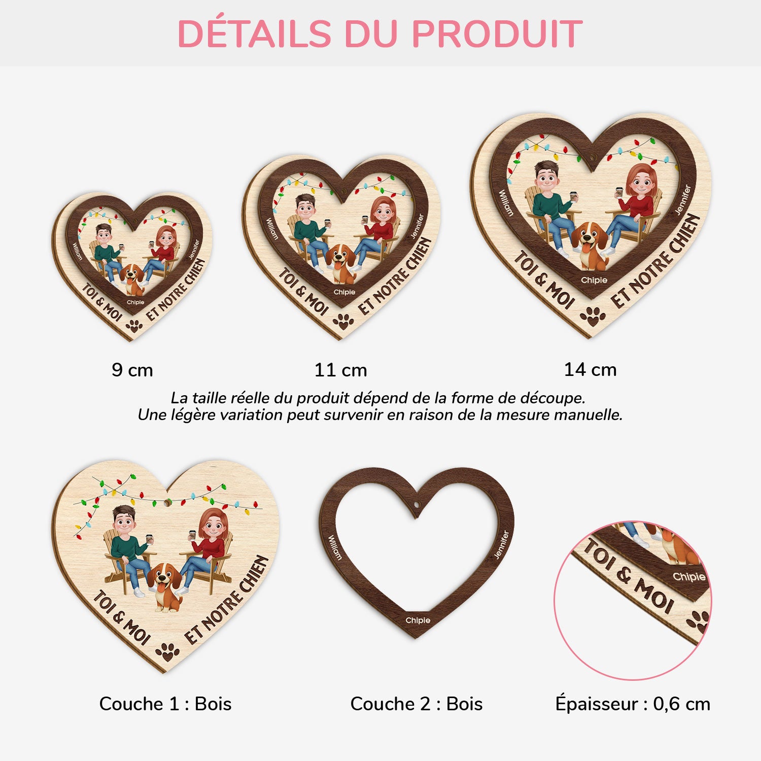 5620OFR3 ornement noel en bois a 2 couches personnalise couple toi moi et notre chien 5620o8vac
