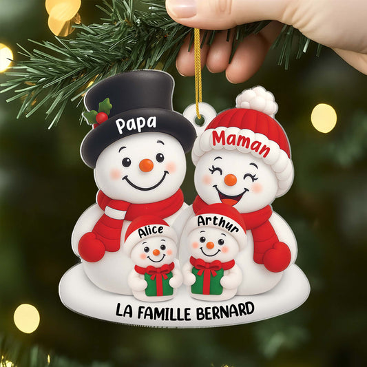 5621OFR2 ornement noel en acrylique personnalise famille bonhomme de neige parents 3d 5621okvai