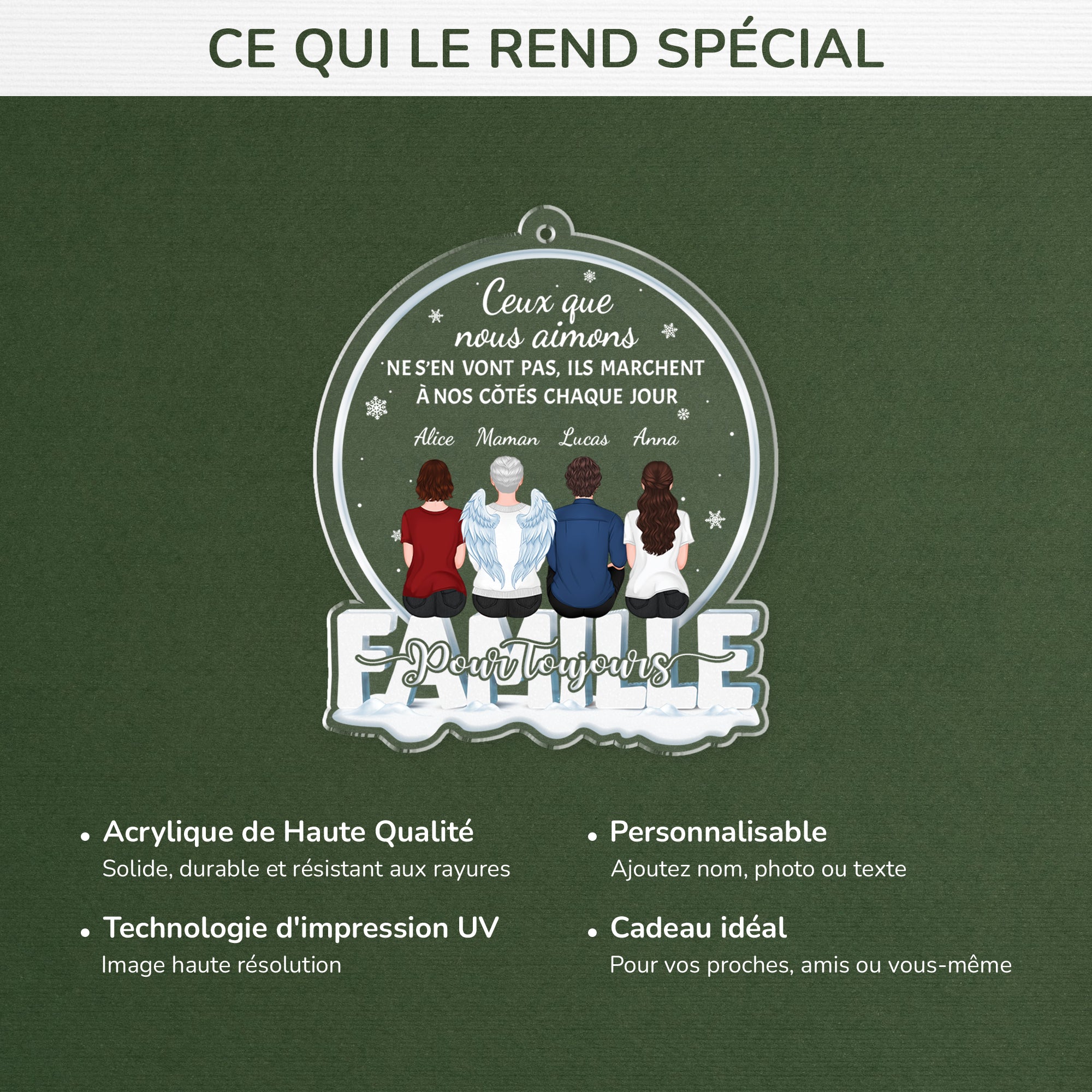 5623OFR4 ornement en acrylique personnalise famille pour maman commemoratif ceux que lon aime sont toujour la 5623o8mna