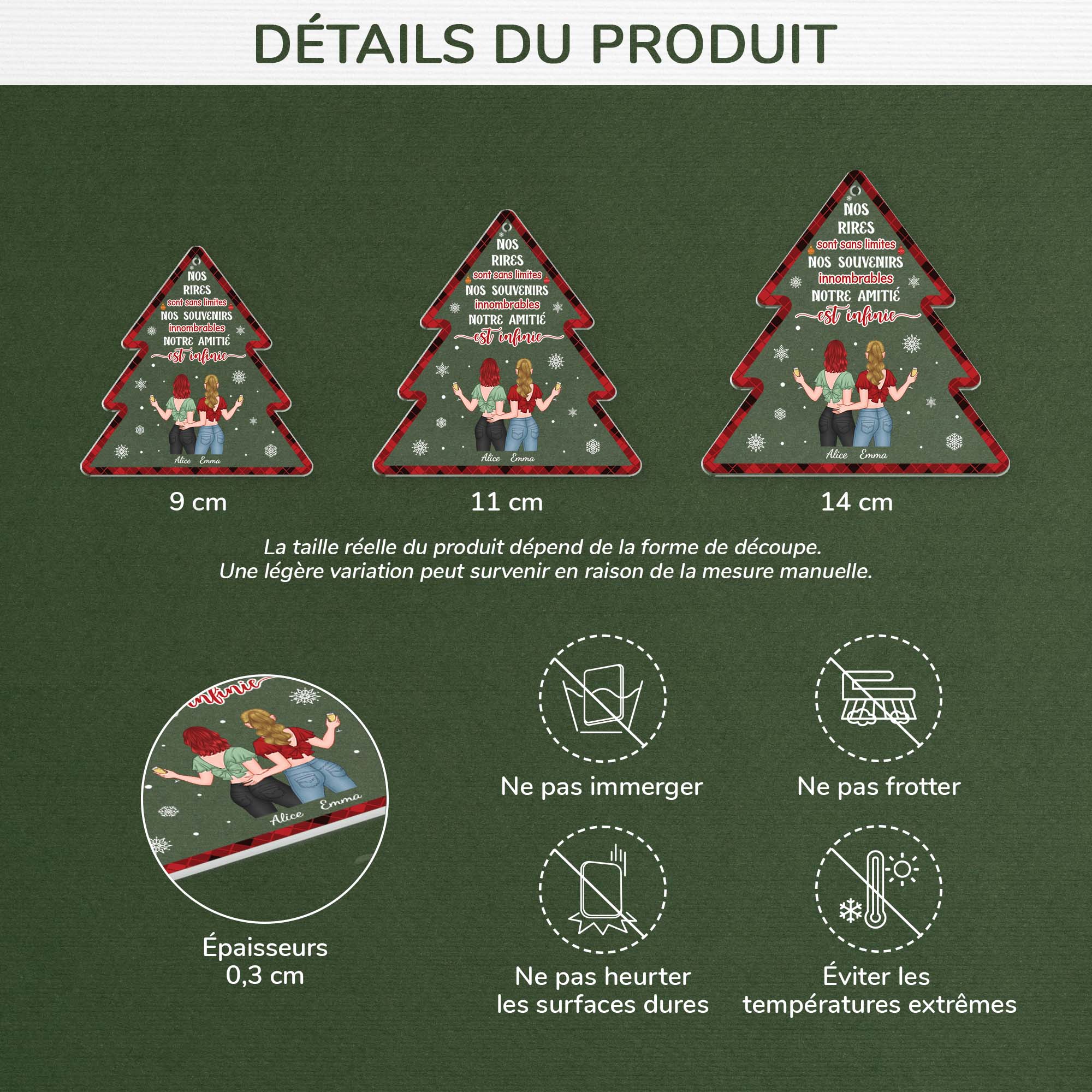 5624OFR3 ornement noel en acrylique personnalise femme notre amitie infinie version sapin 5624okktf
