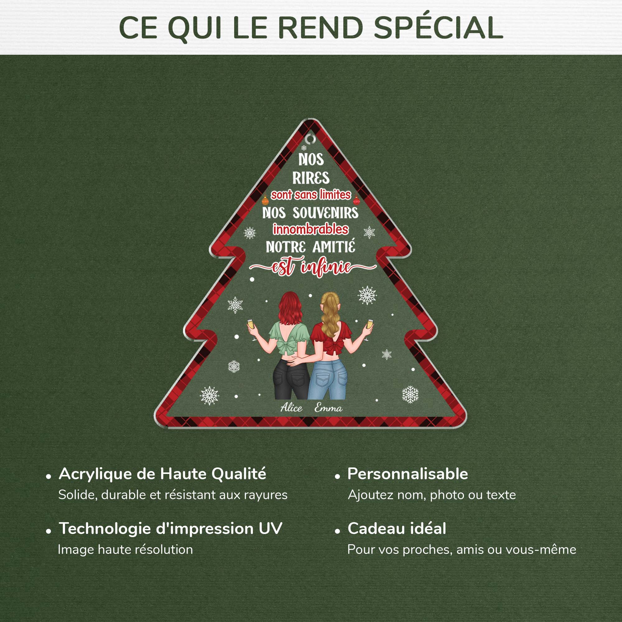 5624OFR4 ornement noel en acrylique personnalise femme notre amitie infinie version sapin 5624okktf