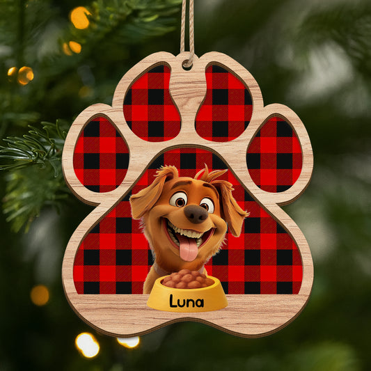 5629OFR1 ornement noel en bois a 2 couches personnalise chien repas de noel 5629o8mzc