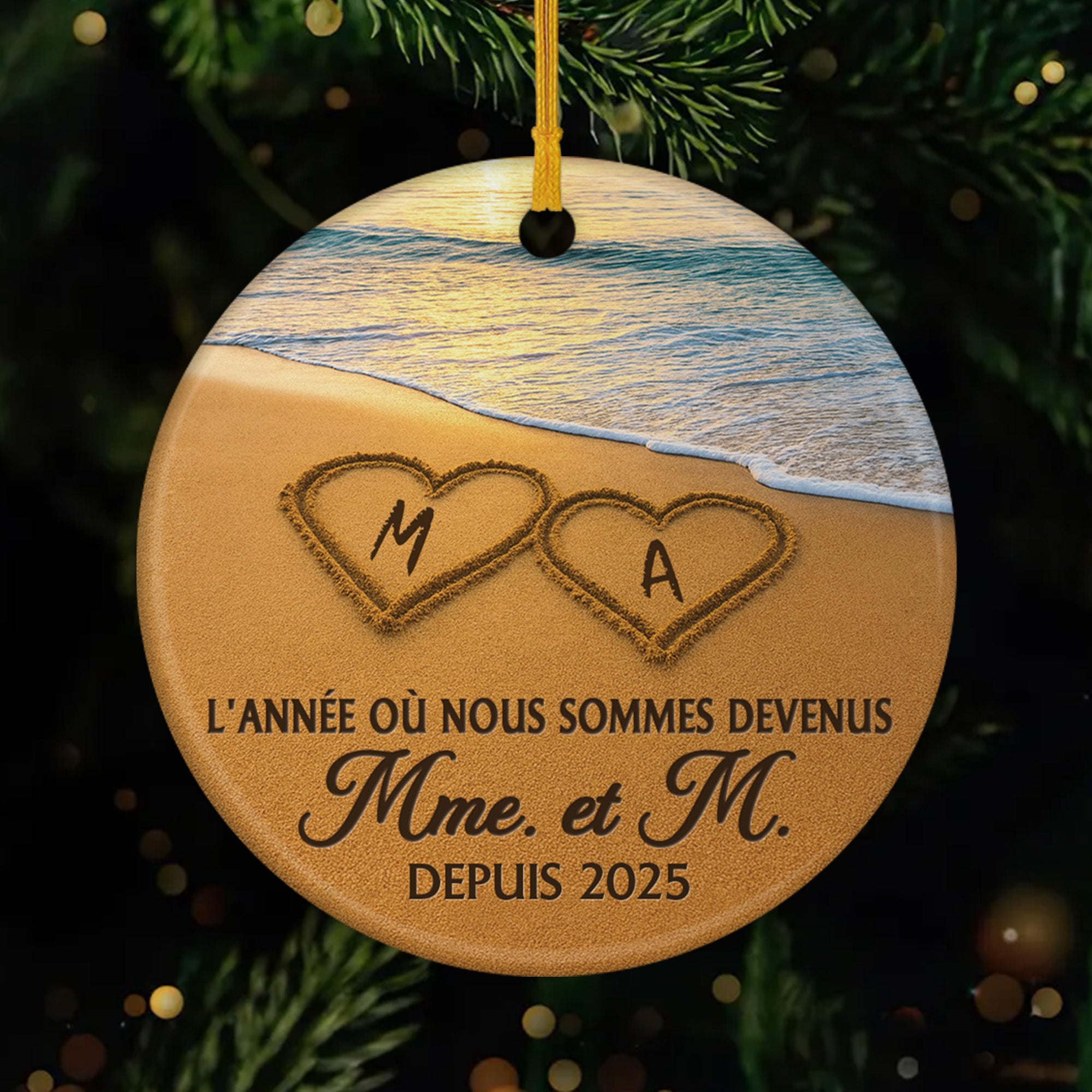 5631OFR1 ornement ceramique personnalise couple lannee comme monsieur et madame 5631o8zmg