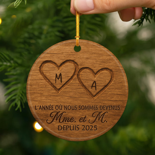 5631OFR2 ornement ceramique personnalise couple lannee comme monsieur et madame 5631o8zmg