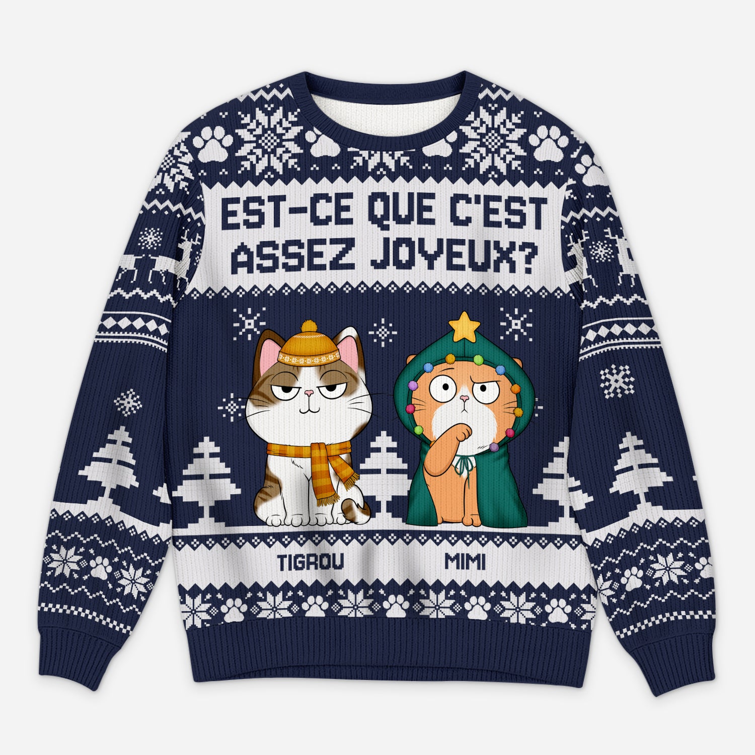 5634WFR1 pull moche chat de noel personnalise drole est ce que cest assez joyeux 5634w8yzd