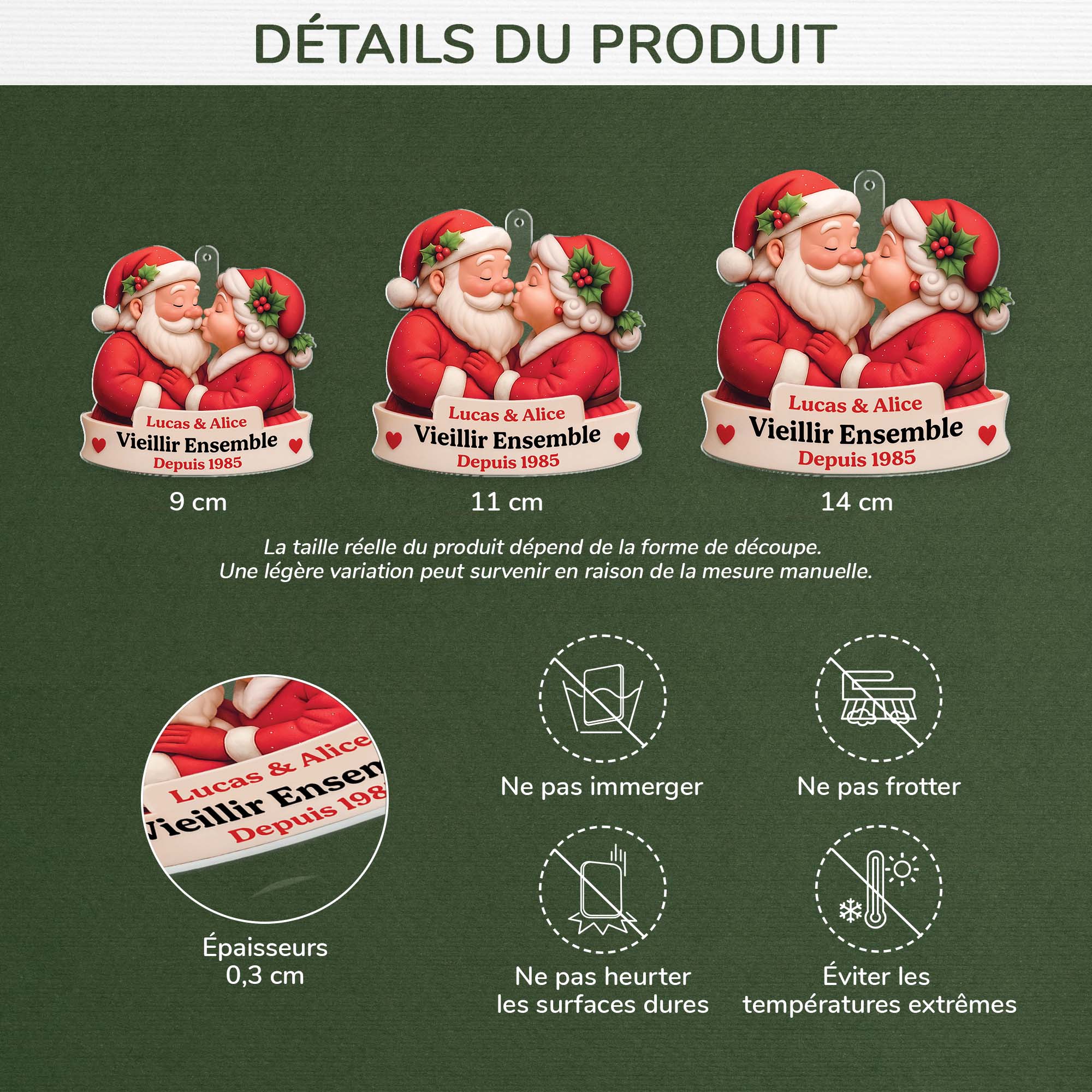 5636OFR3 ornement noel en acrylique personnalise couple vieillir ensemble 3d 5636oktzg