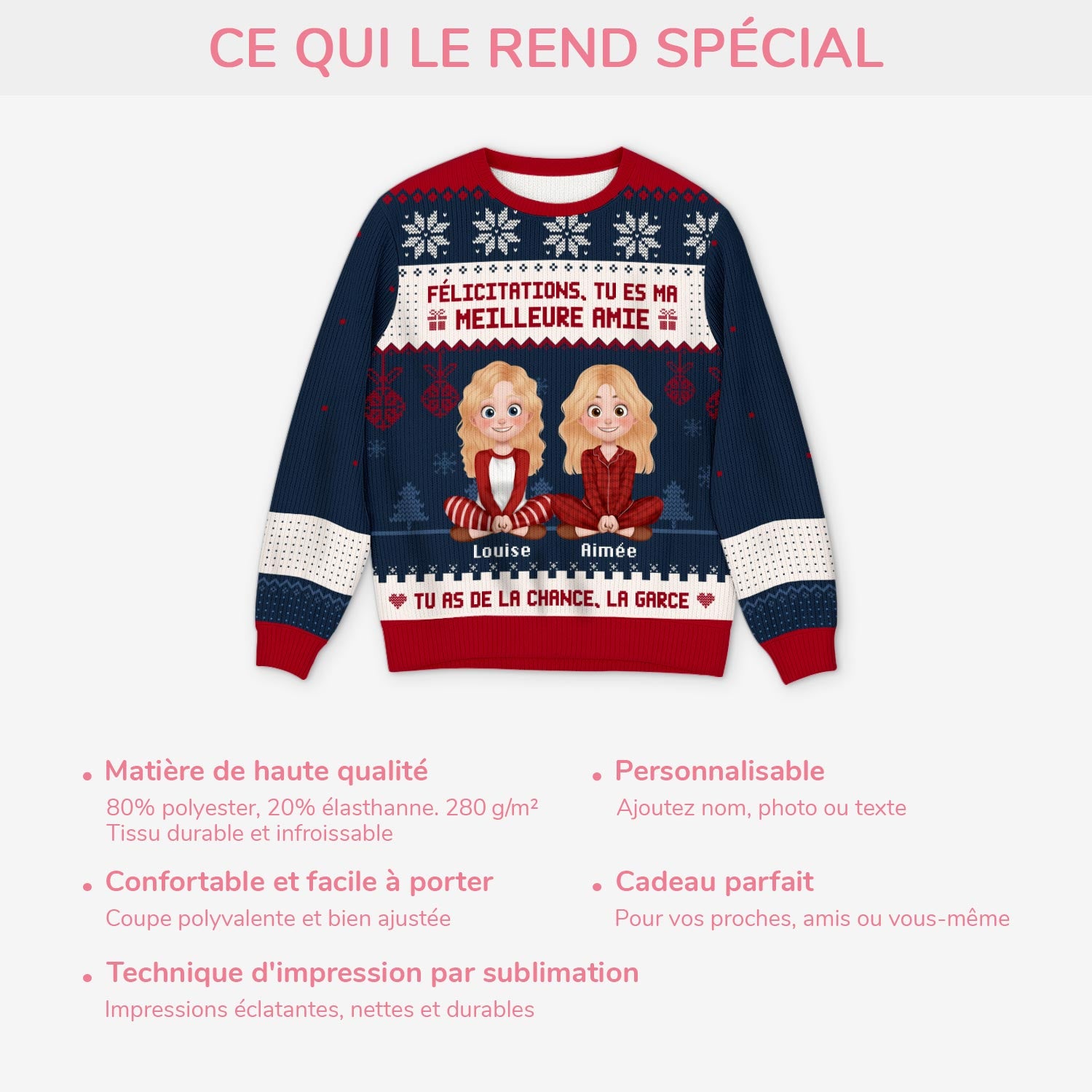 5638WFR5 pull moche de noel personnalise felicitations meilleure amie 5638w8vaf