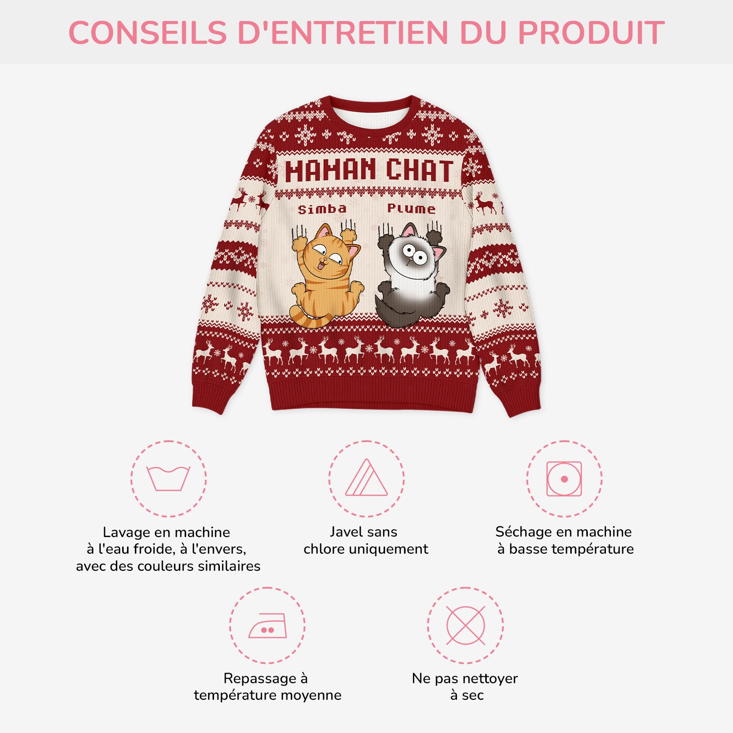 5640WFR4 pull moche chat de noel personnalise drole maman chat 5640w8vnd