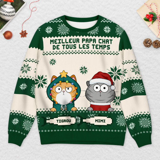 5643WFR2 pull moche chat de noel personnalise drole avec photo meilleure maman chat 5643wthad