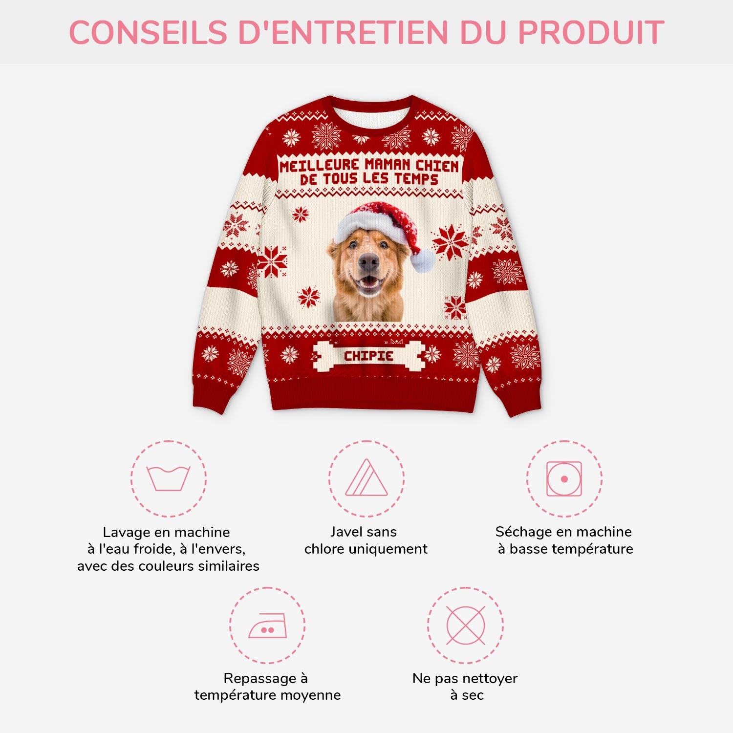 5643WFR4 pull moche chien de noel personnalise drole avec photo meilleure maman chien 5643wthac