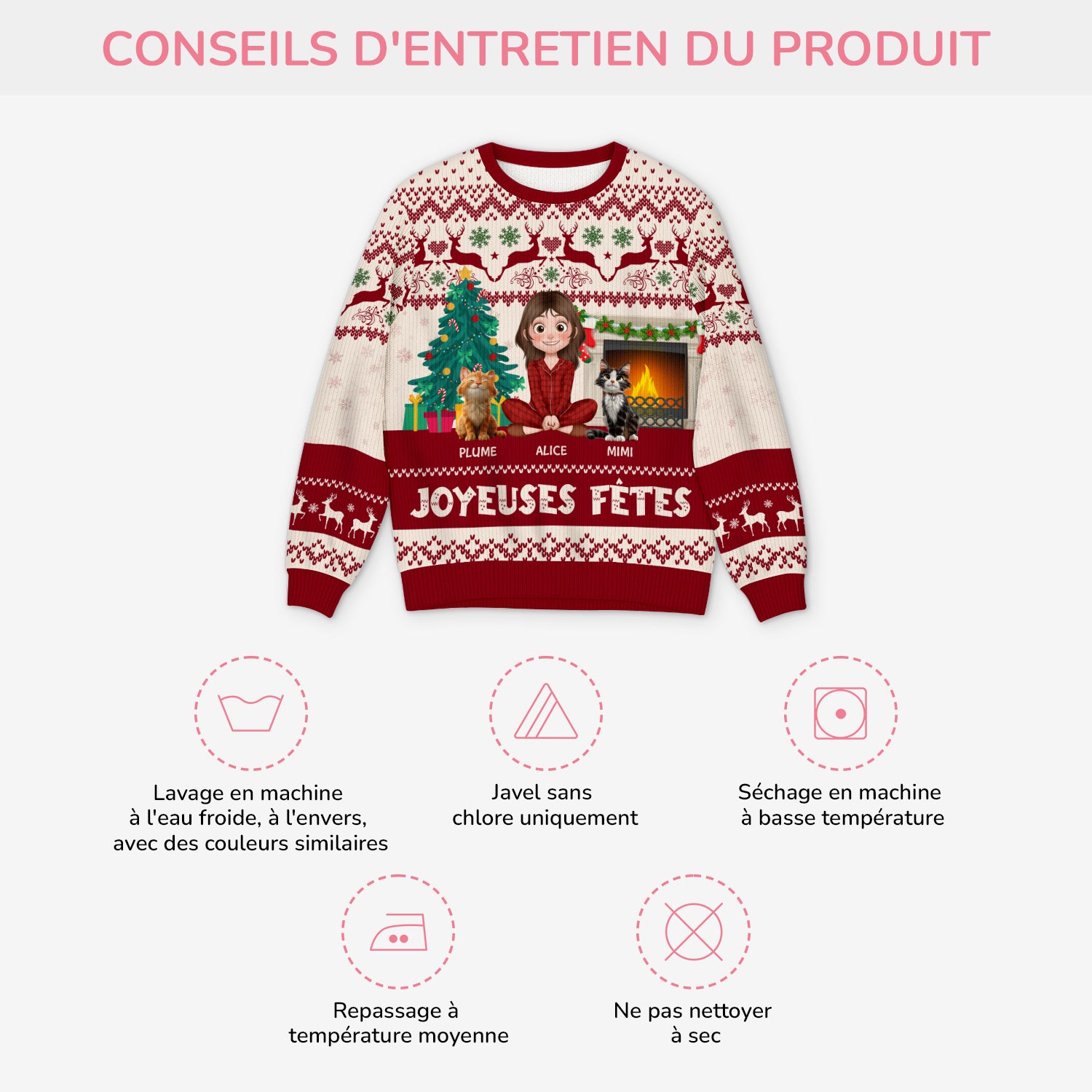 5644WFR4 pull moche chat de noel personnalise drole joyeuses fetes avec pattes 5644wtlnd
