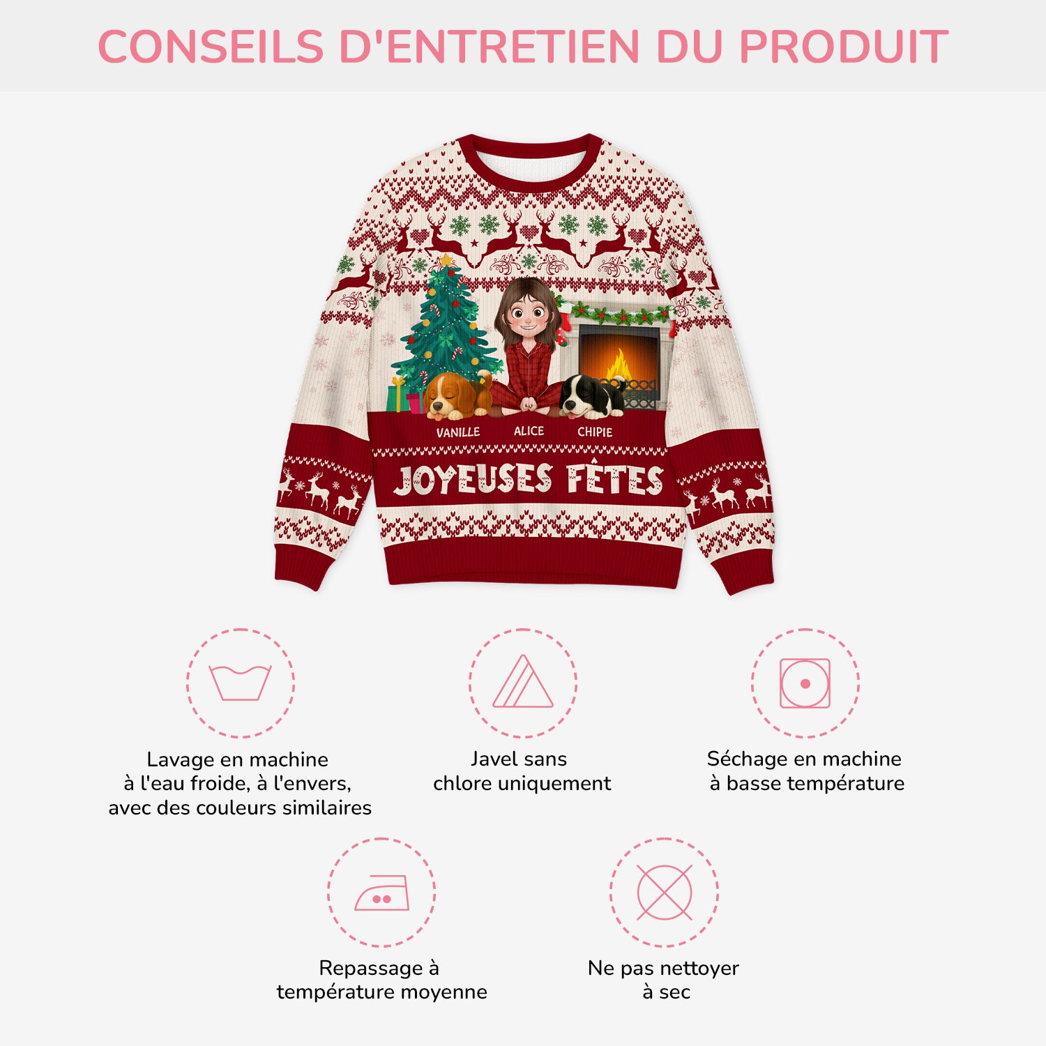 5644WFR4 pull moche chien de noel personnalise drole joyeuses fetes avec pattes 5644wtlnc