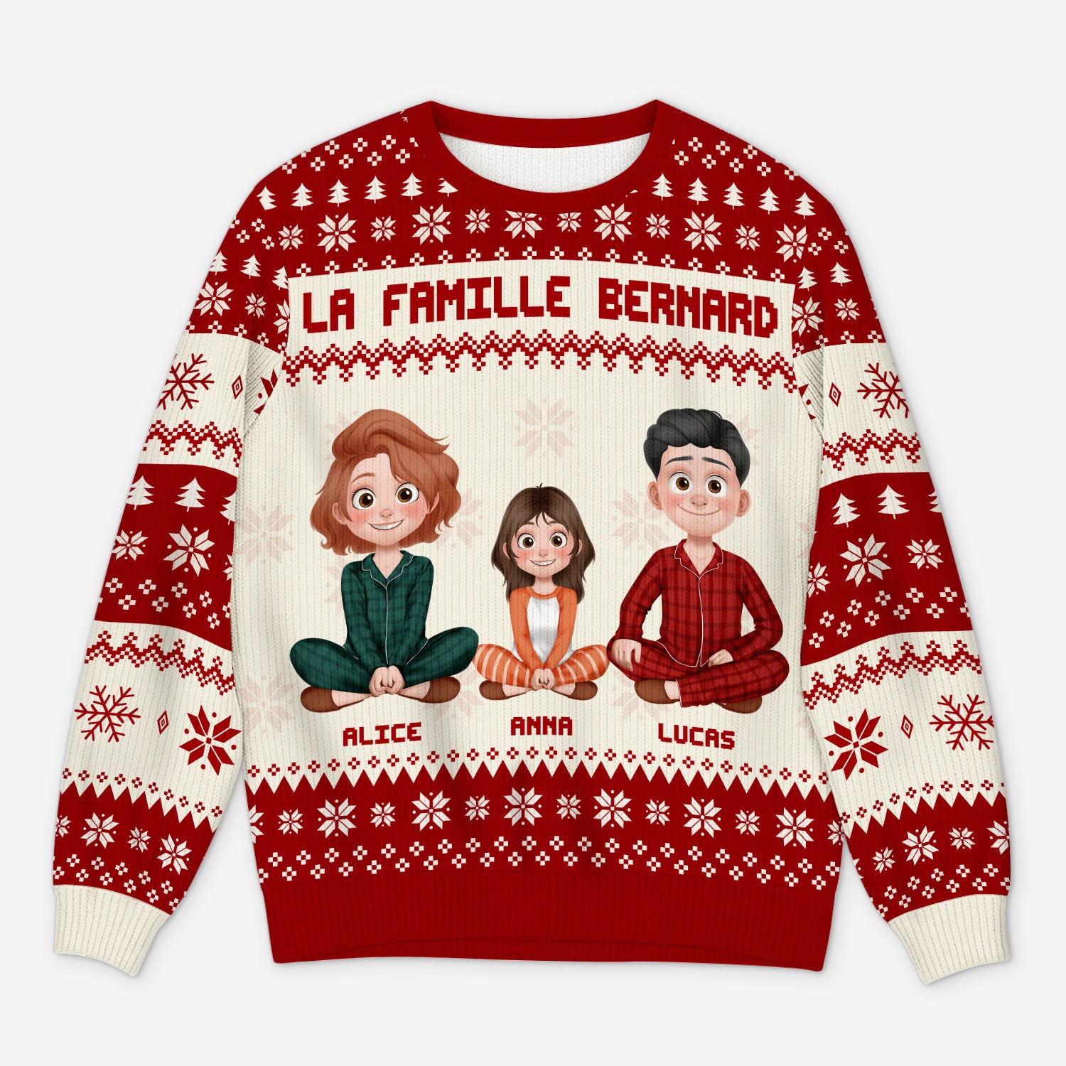 5645WFR1 pull moche de noel personnalise notre famille 5645w3tti