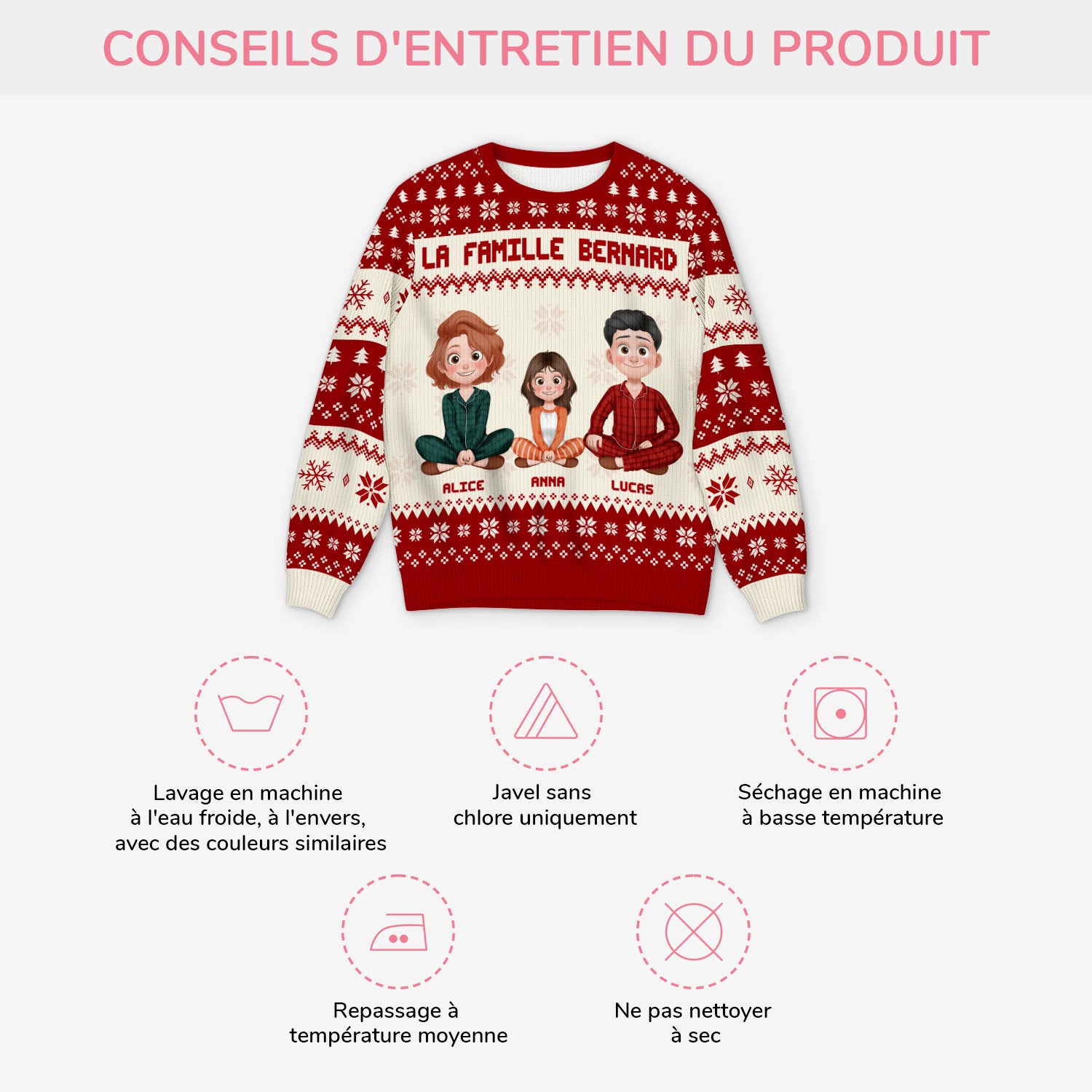 5645WFR4 pull moche de noel personnalise notre famille 5645w3tti