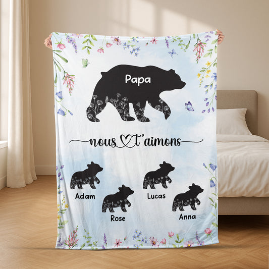 5651BFR2 plaid personnalise pour maman papa maman ours je taime 5651b3vza
