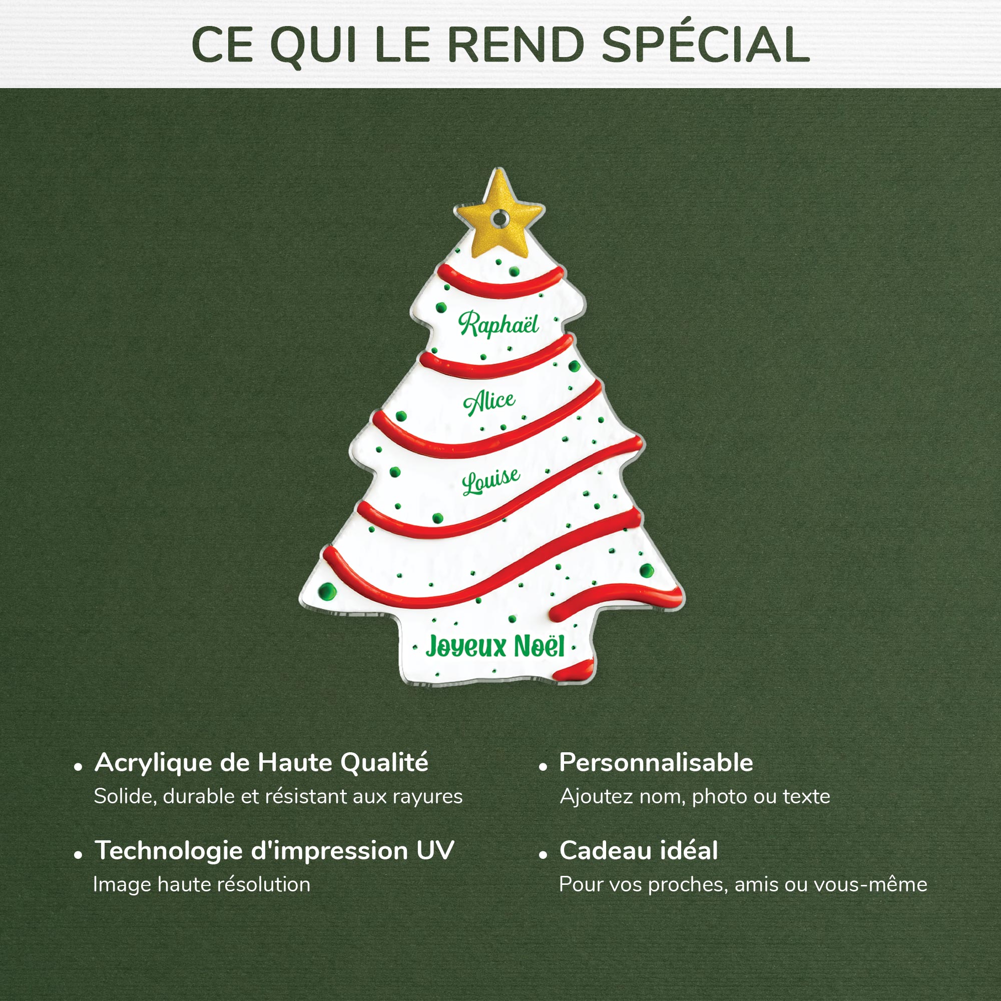 5655OFR4 ornement noel en acrylique personnalise pour ami famille collegue joyeux noel sapin avec prenom 3d 5655okvai