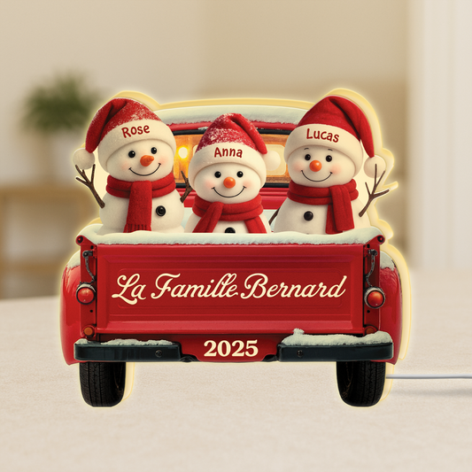 5659LFR1 lightbox personnalisable famille bonhomme de neige avec voiture 5659ltvzi