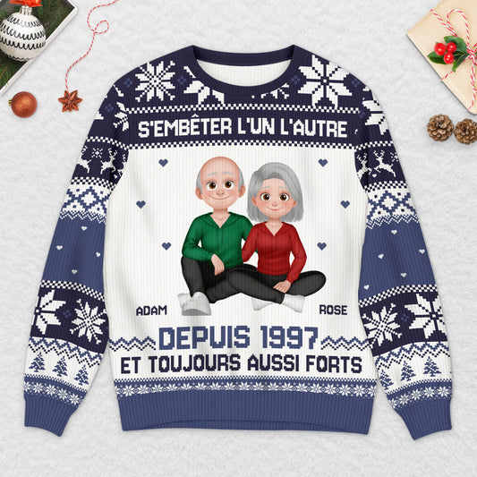 5660WFR2 pull moche de noel personnalise couple sembeter lun lautre depuis design cartoon 5660w8tzg