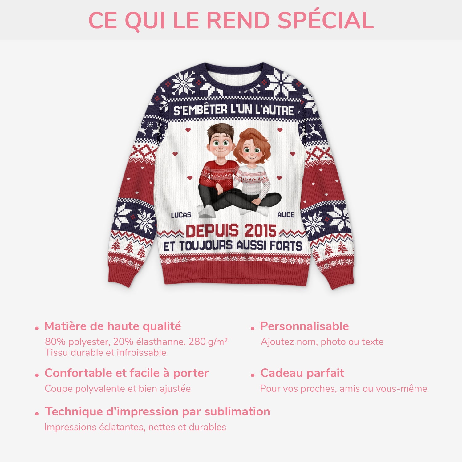 5660WFR5 pull moche de noel personnalise couple sembeter lun lautre depuis design cartoon 5660w8tzg