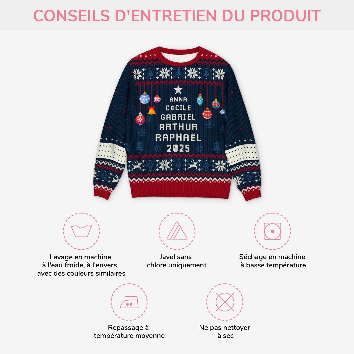 5662WFR4 pull moche de noel personnalise pour famille sapin noel avec prenom 5662wkqqi