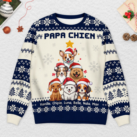 5664WFR2 pull moche chien de noel personnalise sapin maman chien 5664w6vtc
