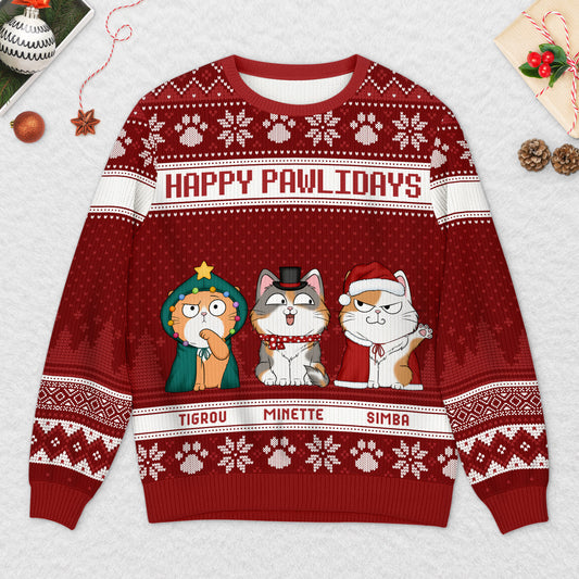 5666WFR2 pull moche chat de noel personnalise joyeux noel minou 5666w6tmd
