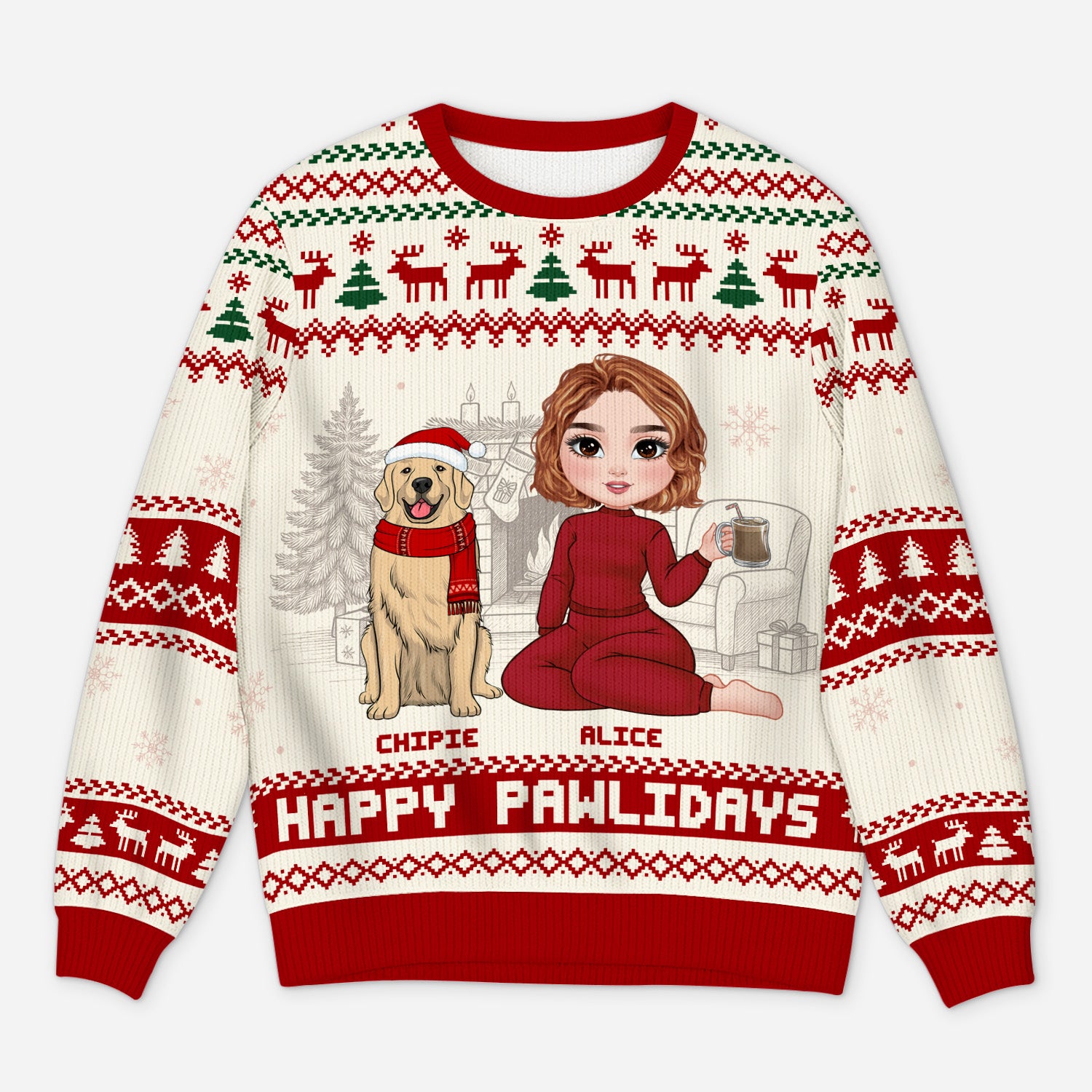 5668WFR1 pull moche chien de noel personnalise joyeux noel toutou et moi 5668w6htc