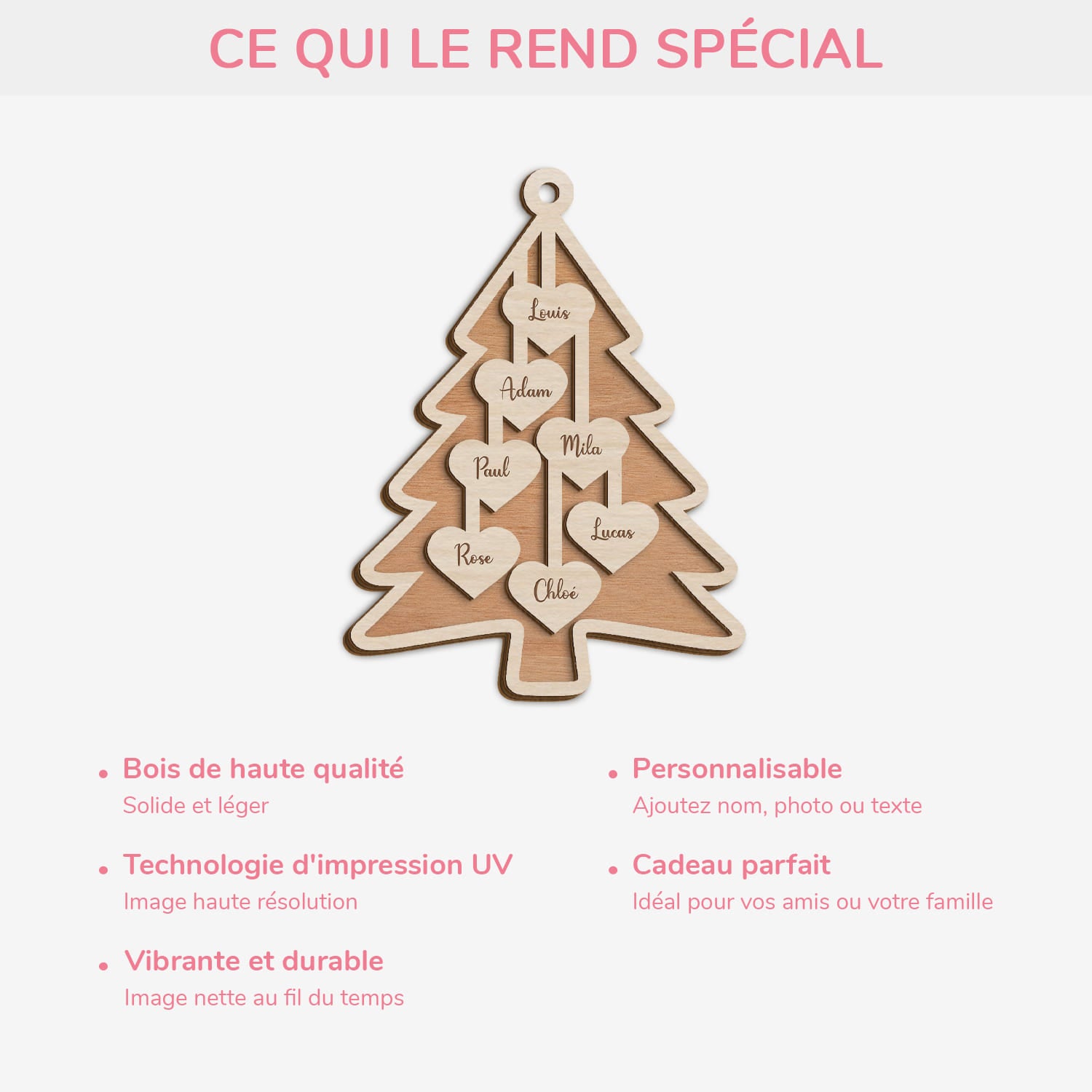 5672OFR4 ornement noel en bois a 2 couches personnalise famille avec prenom notre sapin avec coeur 5672o6zci