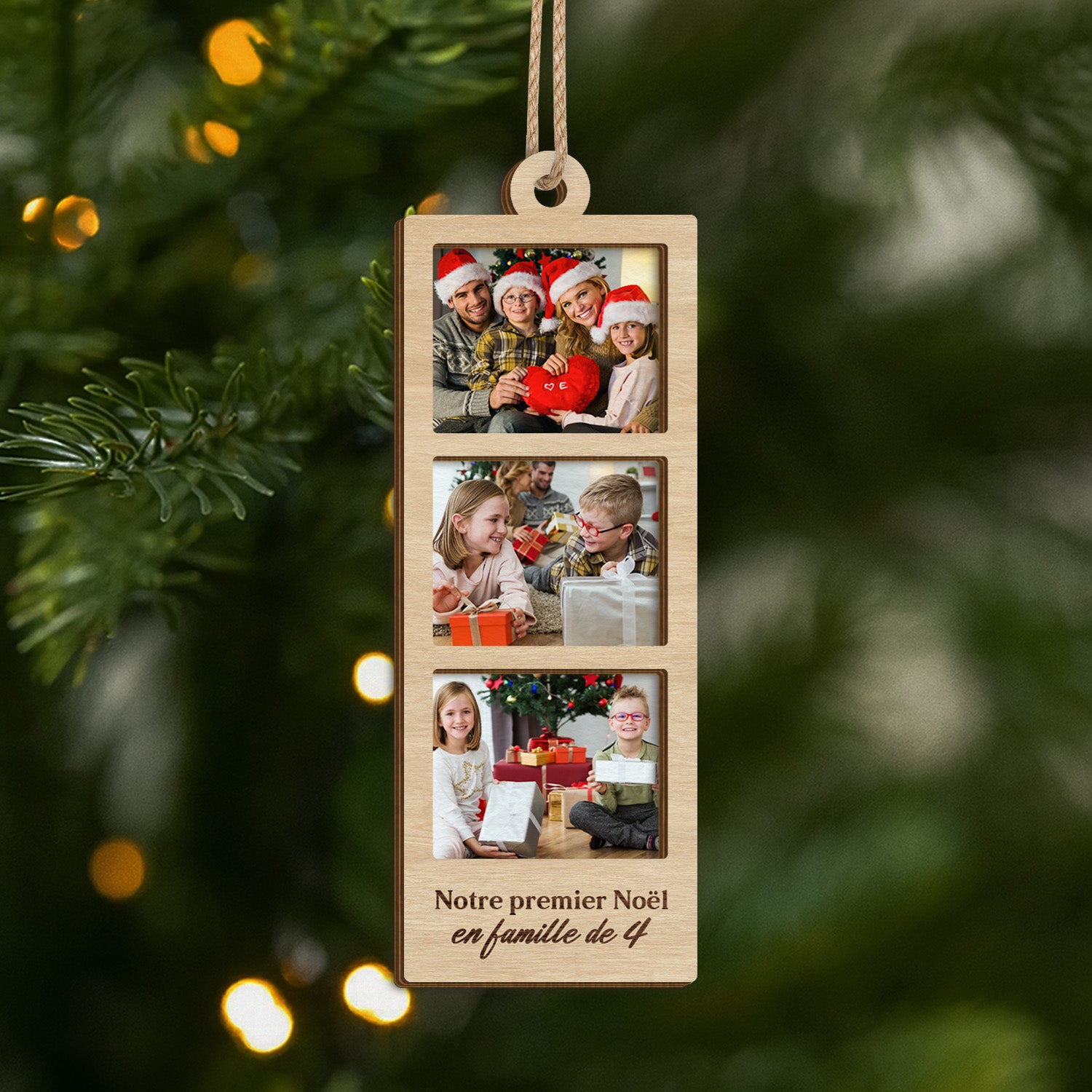 5673OFR1 ornement noel en bois a 2 couches personnalise avec photo photo de notre famille 5673o6mmi