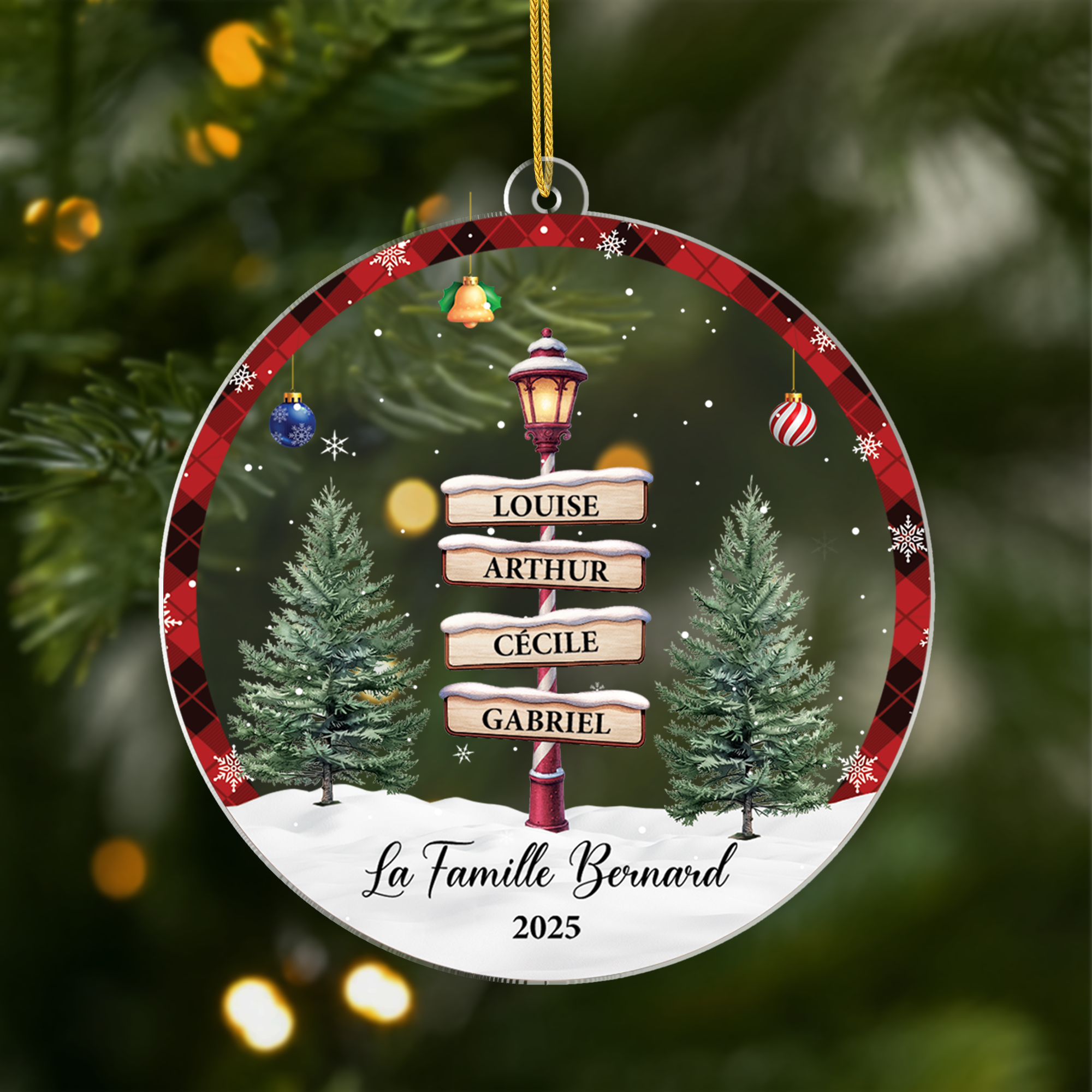 5678OFR1 ornement noel acrylique personnalise notre lampadaire noel famille 5678ott5i