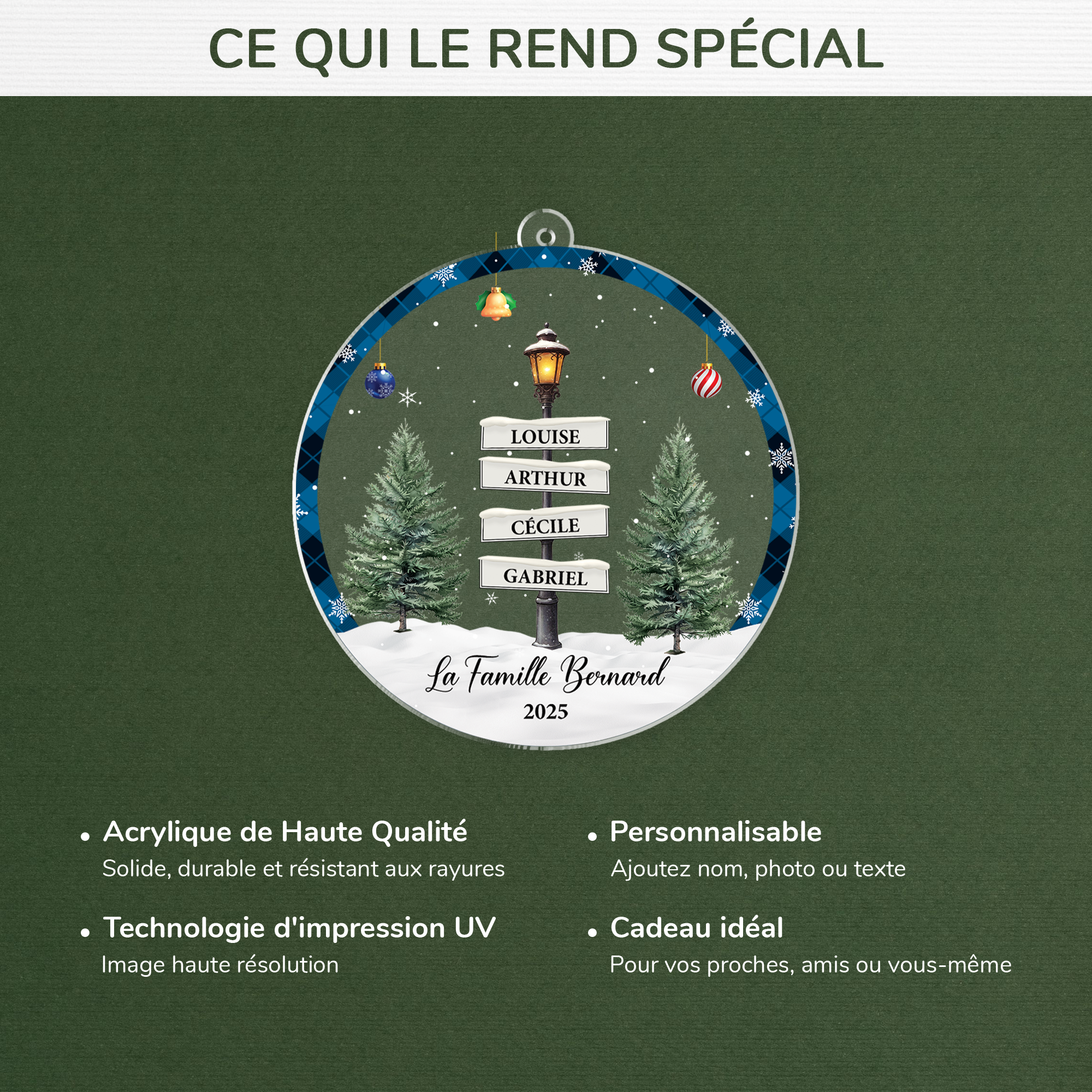 5678OFR4 ornement noel acrylique personnalise notre lampadaire noel famille 5678ott5i