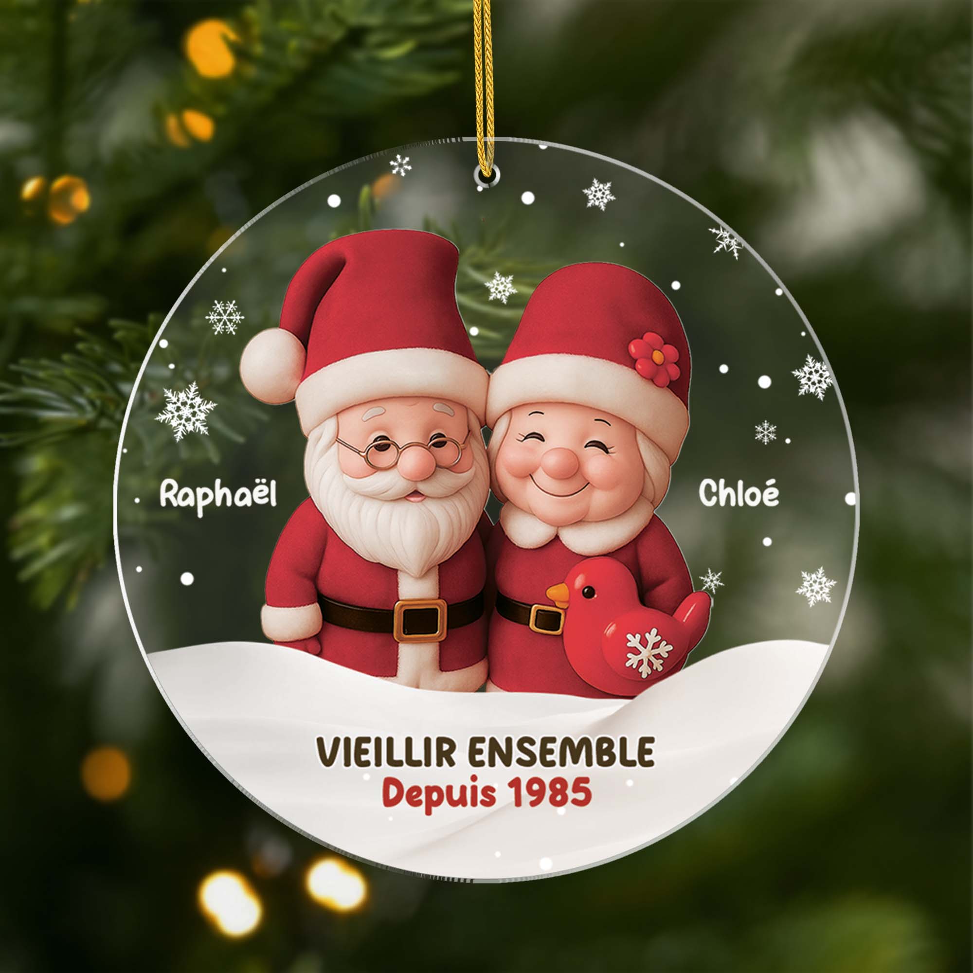 5679OFR1 ornement noel acrylique personnalise couple gnome vieillir ensemble 5679okl0g