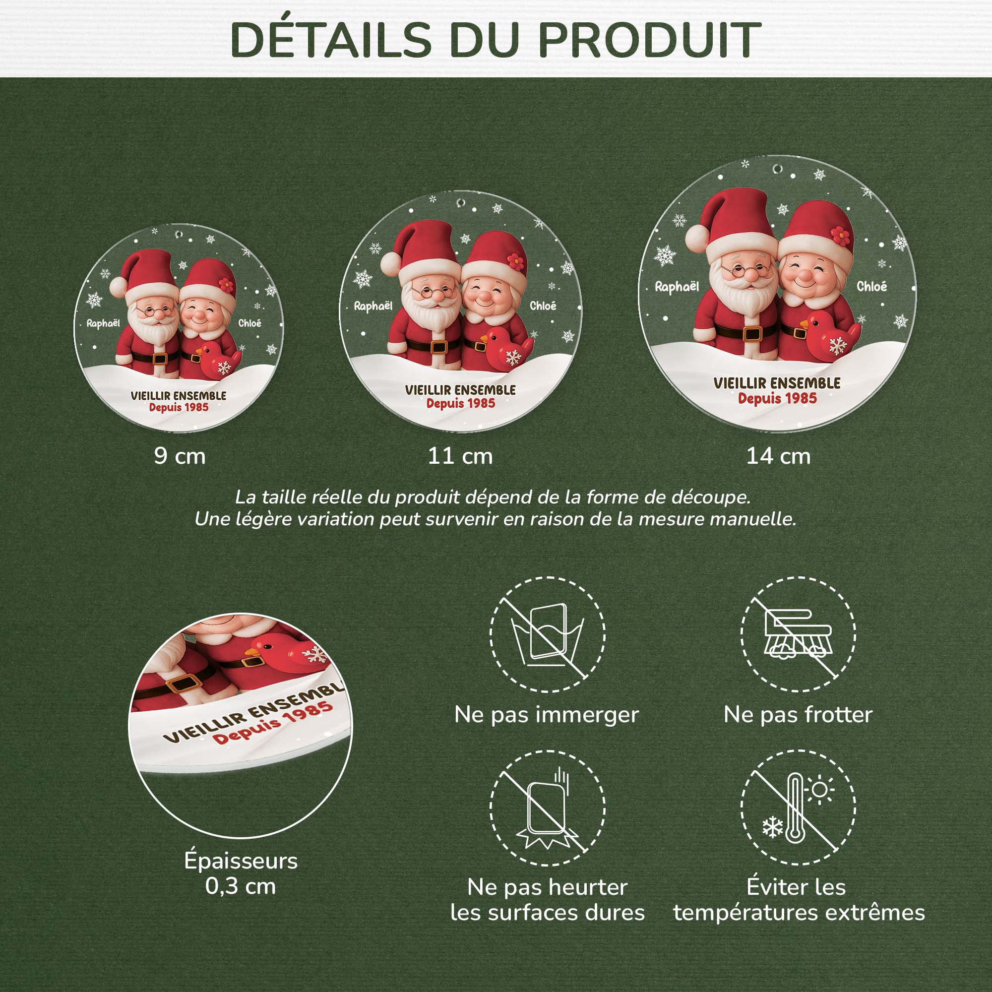 5679OFR3 ornement noel acrylique personnalise couple gnome vieillir ensemble 5679okl0g