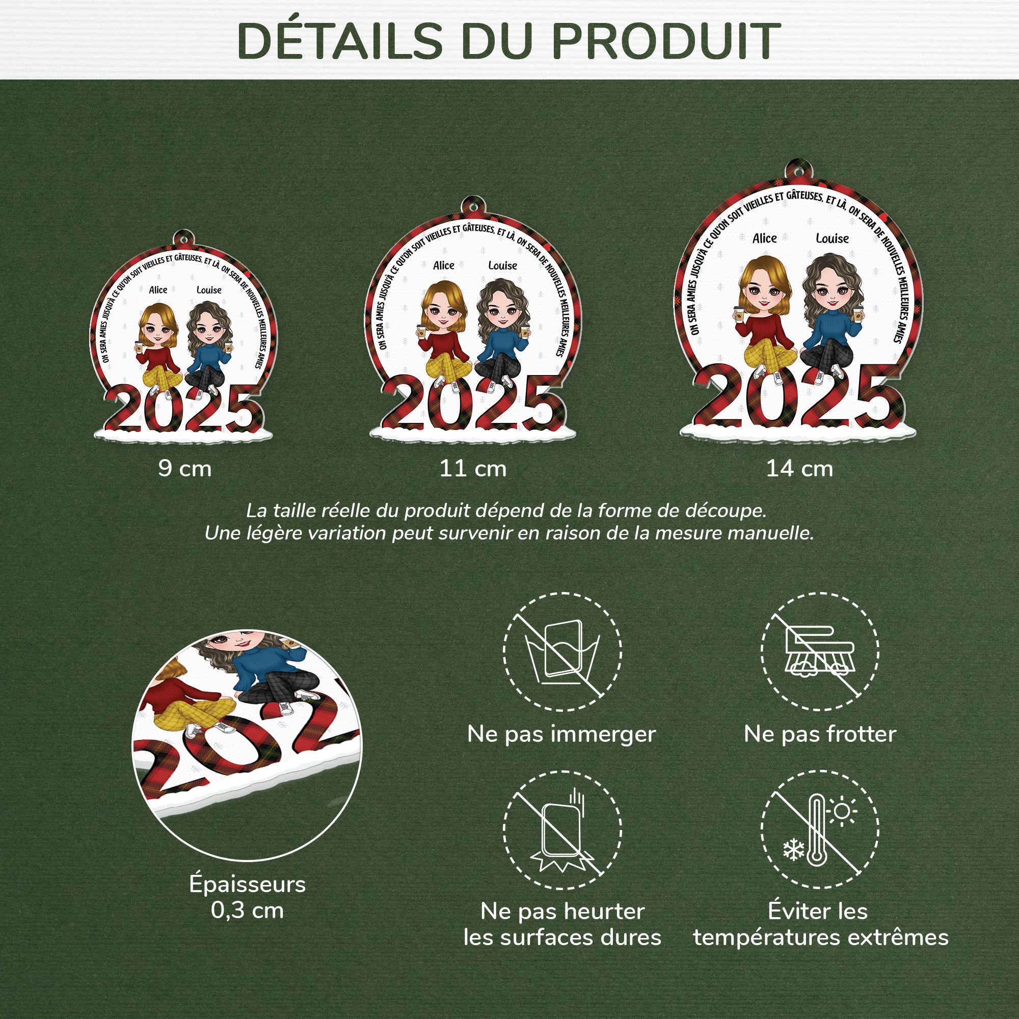 5683OFR1 ornement noel en acrylique personnalise collegue on sera amies jusqua ce quon soit vieilles 5683ok6cf3