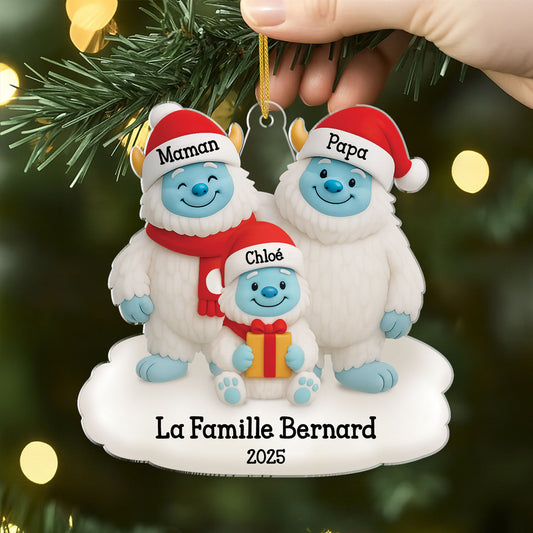 5684OFR2 ornement acrylique personnalise la famille noel yeti 5684otmai