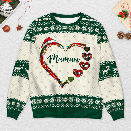 5685WFR2 pull moche de noel personnalise avec prenom le grand coeur de maman 5685wklta