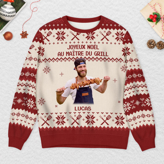 5686WFR2 pull moche personnalise avec photo joyeux noel au golfeur 5686wkmnb