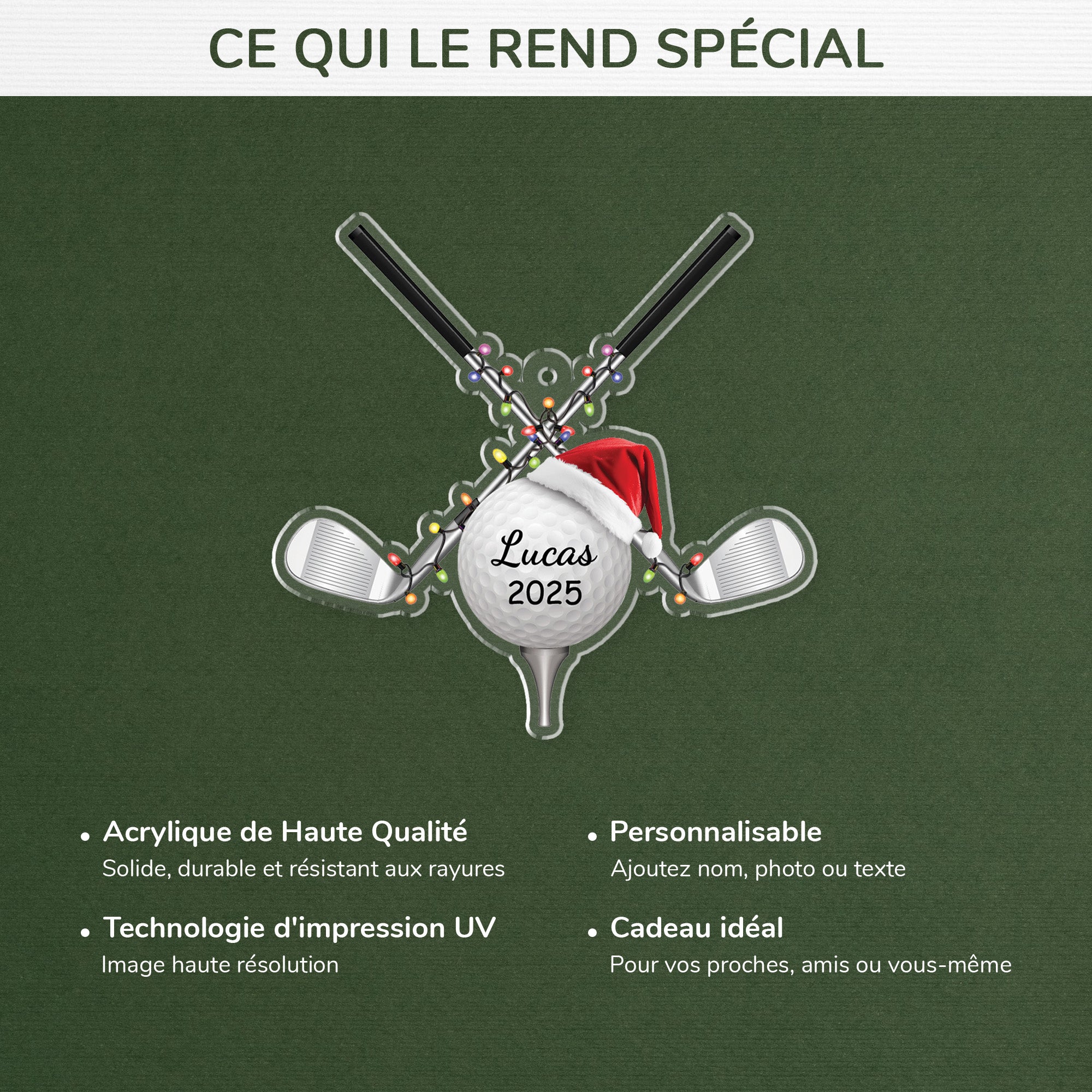 5688OFR4 effet dimpression 3d ornement acrylique personnalise balle de golf joyeux noel 5688okvmb